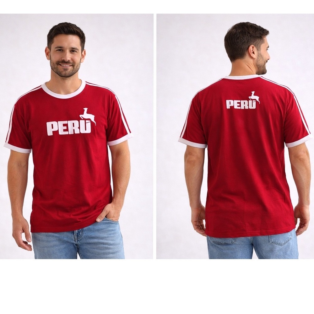 Ruf Yar's Peru Graphic Ringer Tee Mens XL Red Retro Sporty Llama